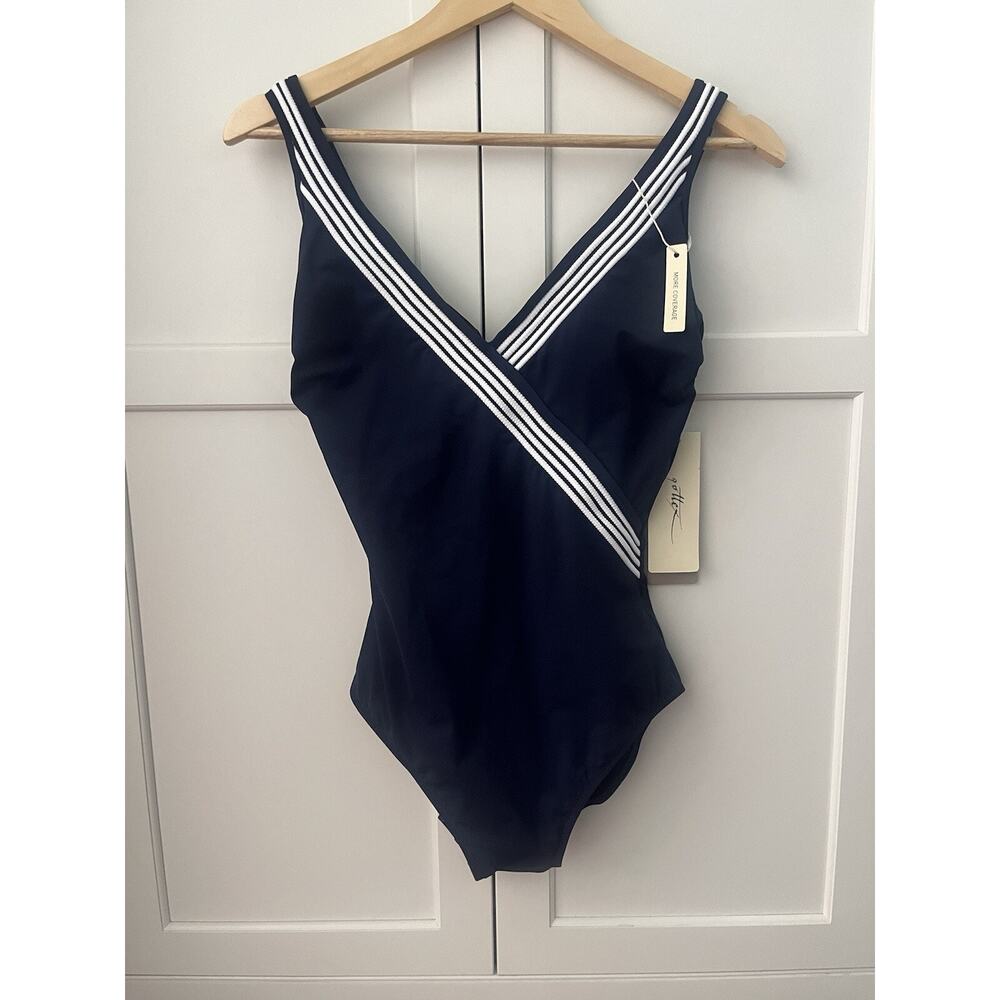 Gottex Navy Blue Socialite Slimming One Piece Swimsuit  Size 10 NWT - Picture 2 of 6